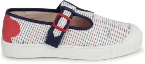 Kenzo Kids stripe-print buckled sneakers White