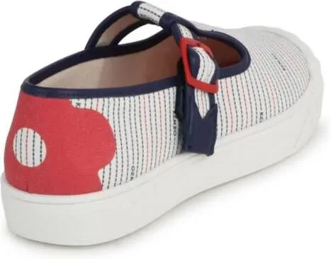 Kenzo Kids stripe-print buckled sneakers White