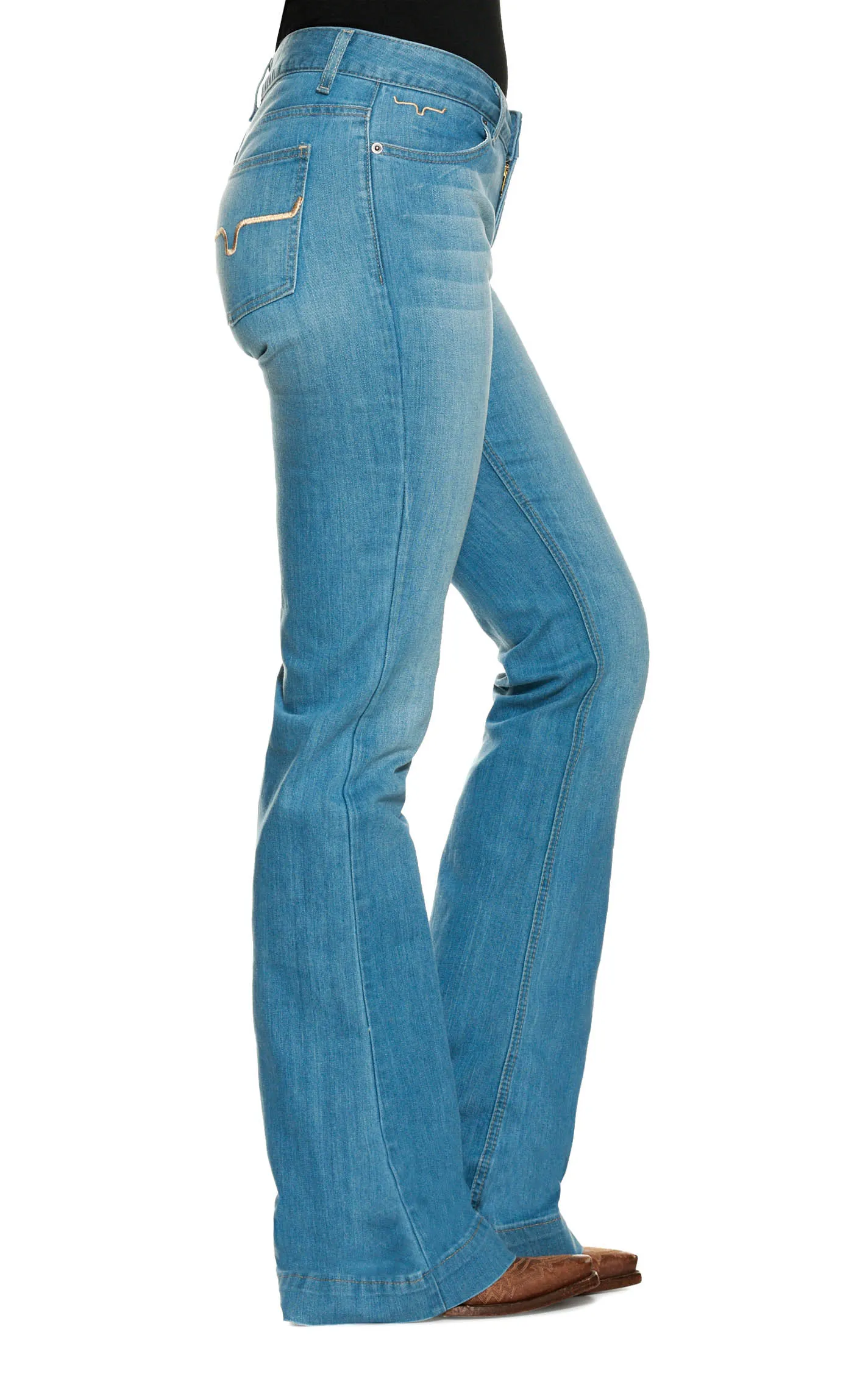 Kimes Ranch Women's Lola Soho Medium Wash Trouser Cut Flare Jeans