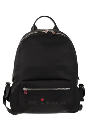 Kiton    Kiton Nylon Backpack With Leather Details