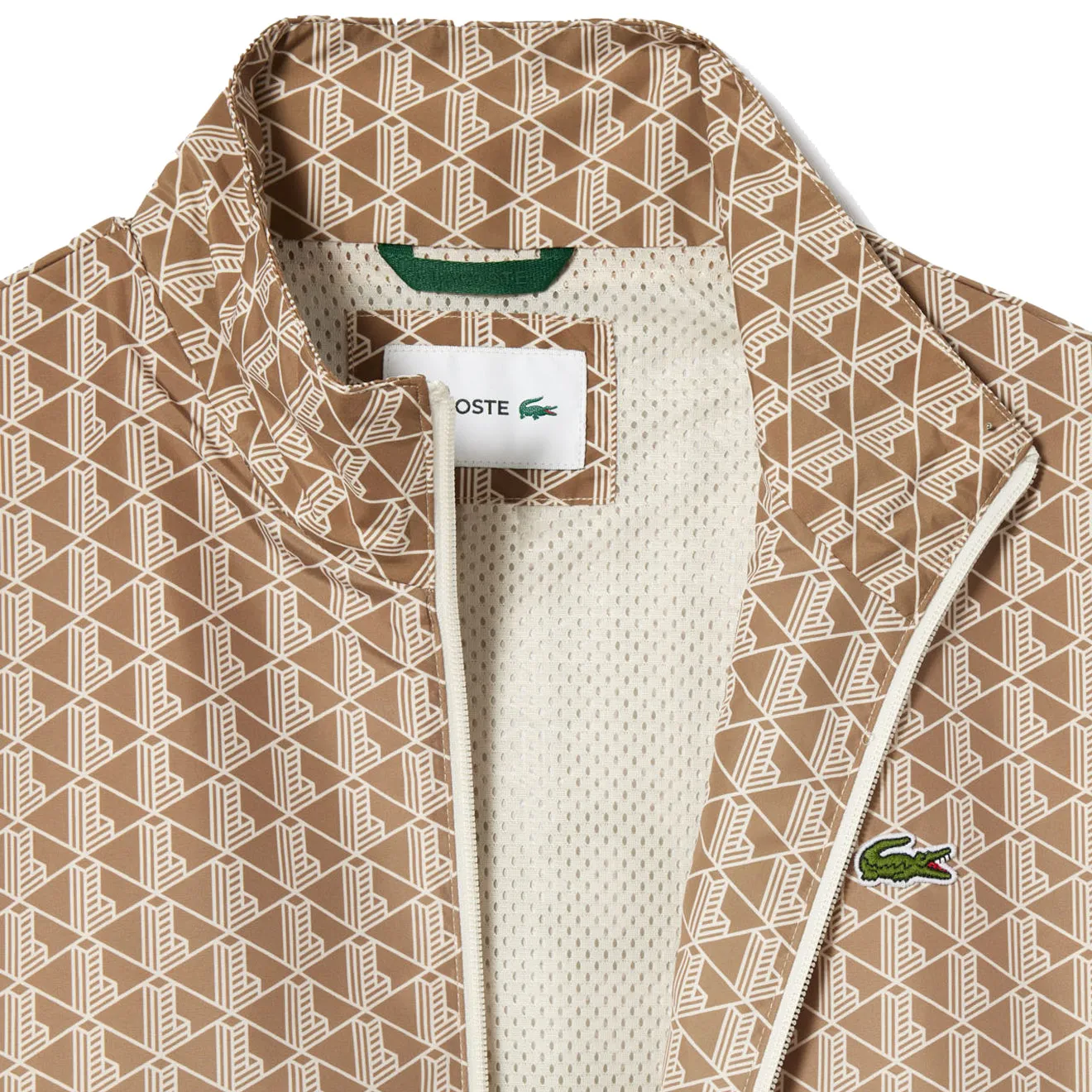 Lacoste Monogram Print Ombre Effect Sportsuit Jacket Brown / Beige / White