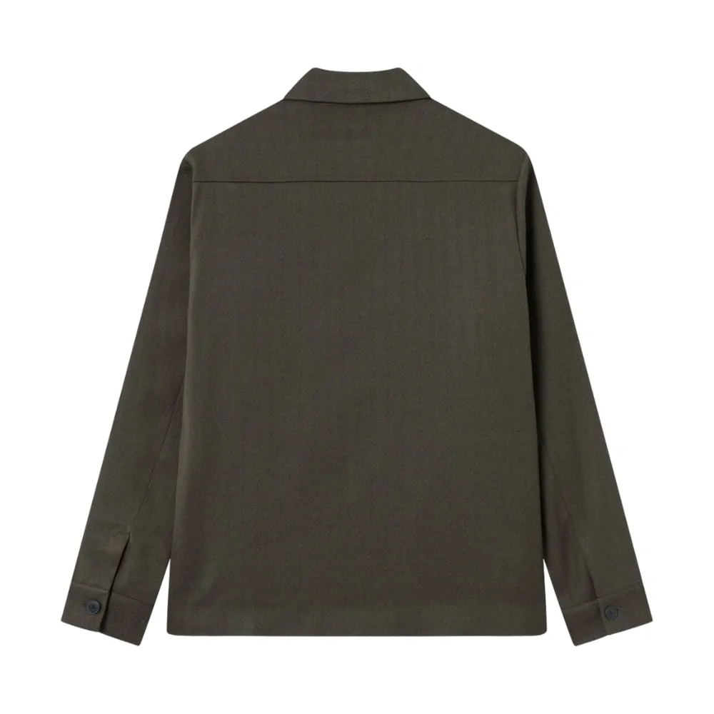 Les Deux Marseille Herringbone Olive Night/Dark Brown Hybrid Jacket | Menswear Online