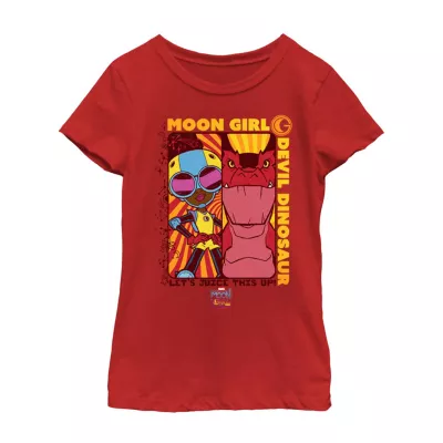 Little & Big Girls Crew Neck Short Sleeve Marvel Moon Girl Graphic T-Shirt