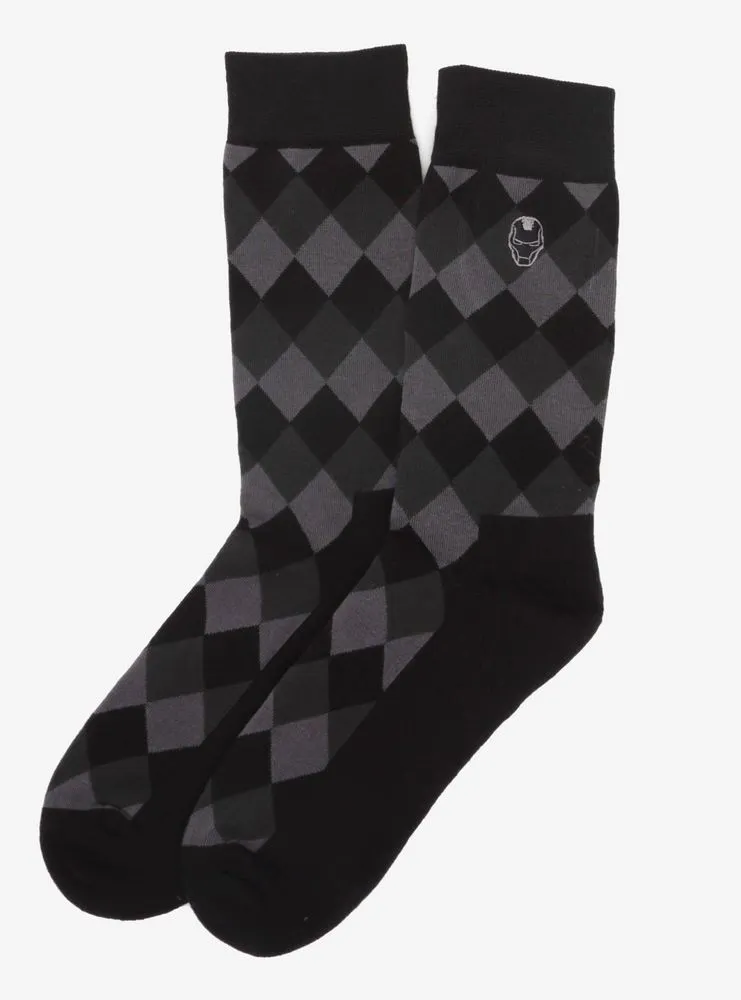 Marvel Iron Man Argyle Black Socks