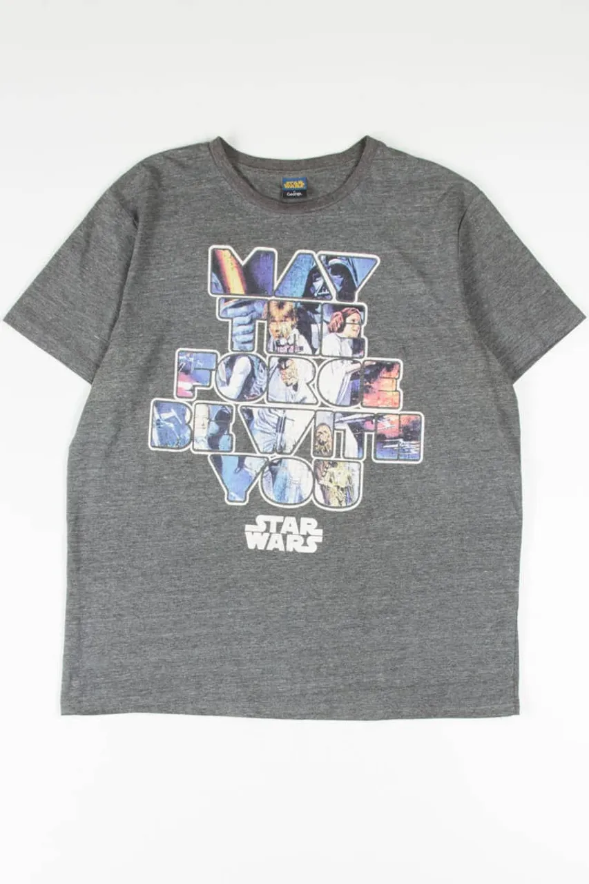 May The Force Be With You Grey Star Wars T-Shirt