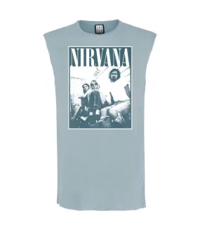 Mens group shot nirvana sleeveless tank top strange blue Amplified