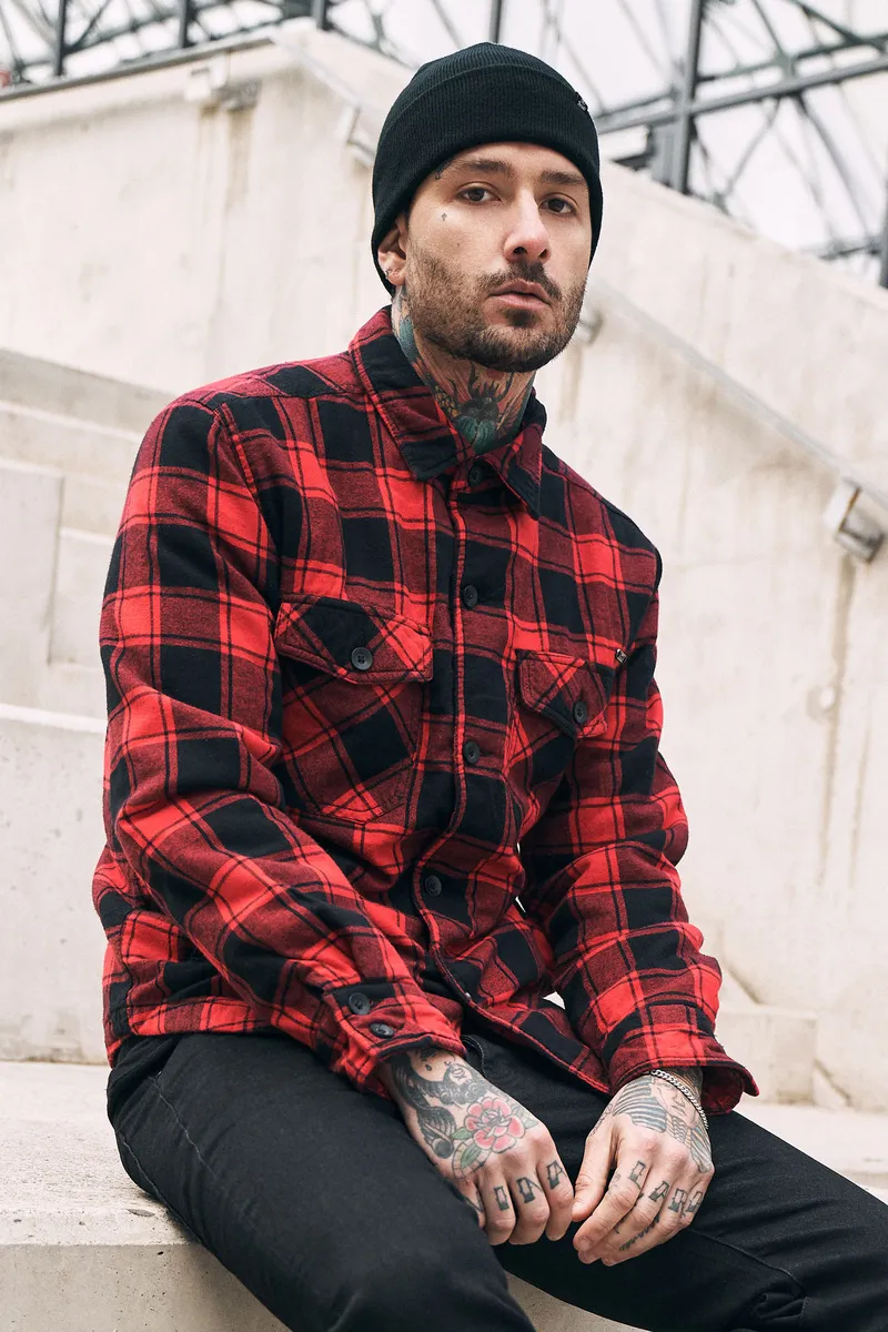 men's jacket BRANDIT - Lumberjacket checked - 9478-red/black checkered  -  Metal-shop