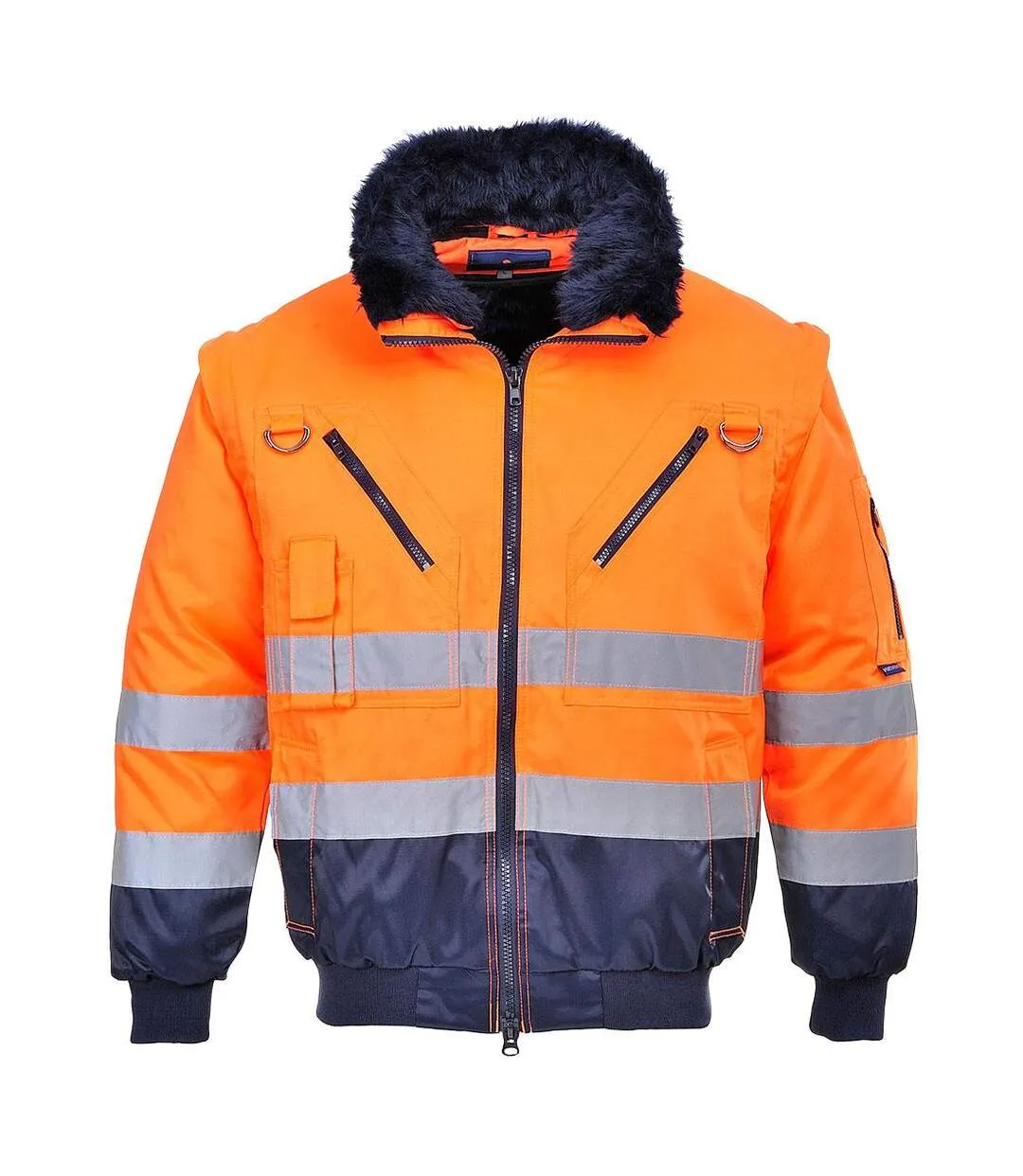 Mens pj50 hi-vis 3 in 1 jacket orange/navy Portwest