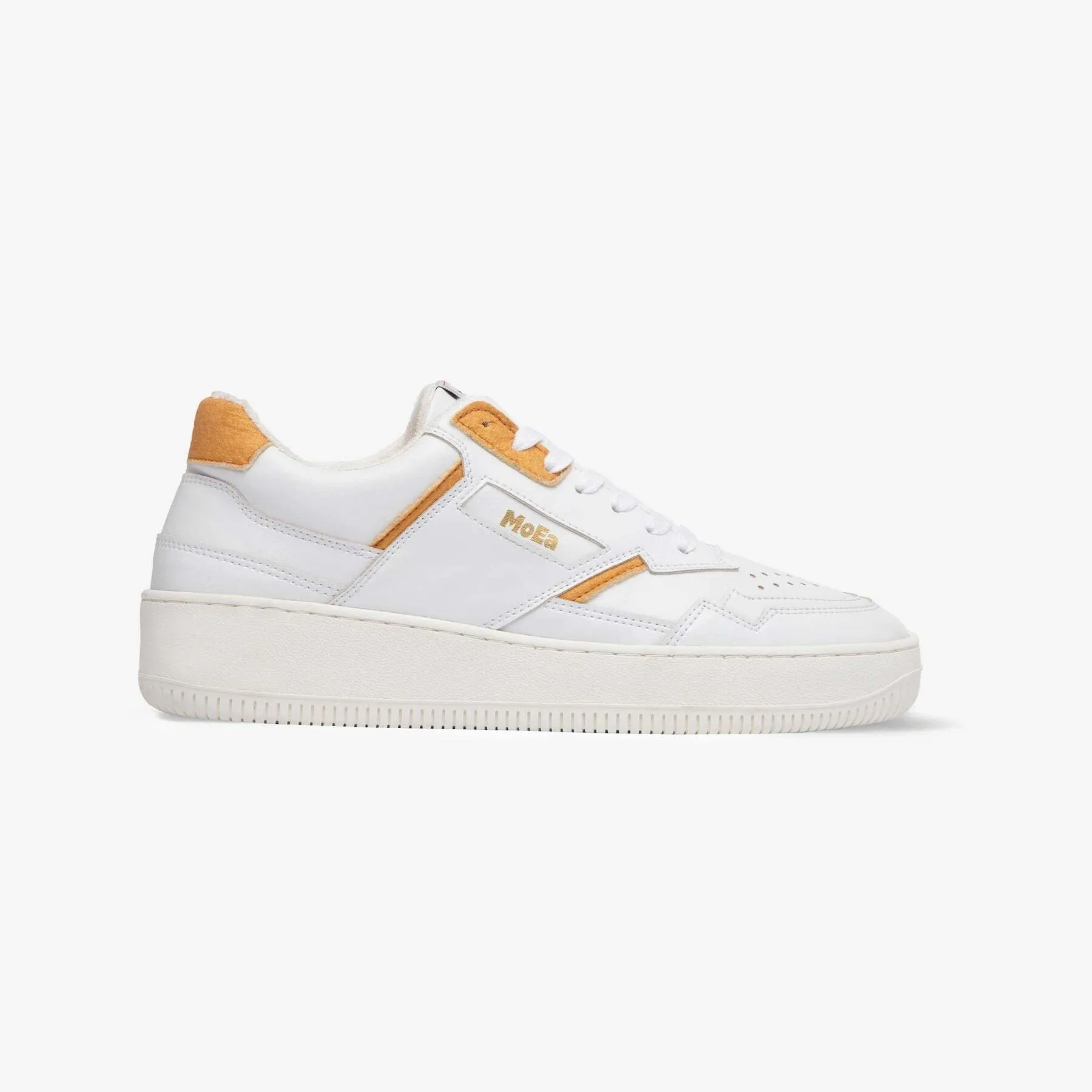 MoEa Vegan Sneakers White Yellow - Gen1 - Pineapple Leather