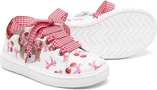 Monnalisa bow-print zip-up sneakers White