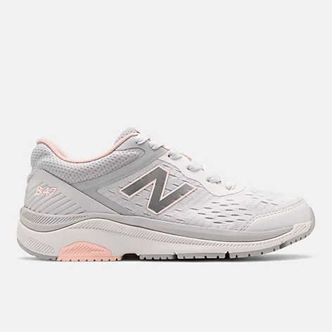 New Balance Womens 847 Rollbar Walking Shoe- Artic Fox/Mink/Peach