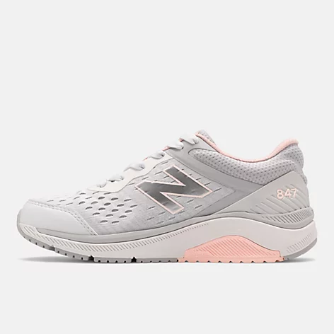 New Balance Womens 847 Rollbar Walking Shoe- Artic Fox/Mink/Peach