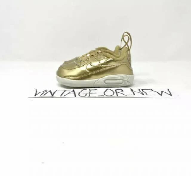 Nike air max ‘90 crib qs metallic pack gold 2020 toddler cv2397-700 sz 2c