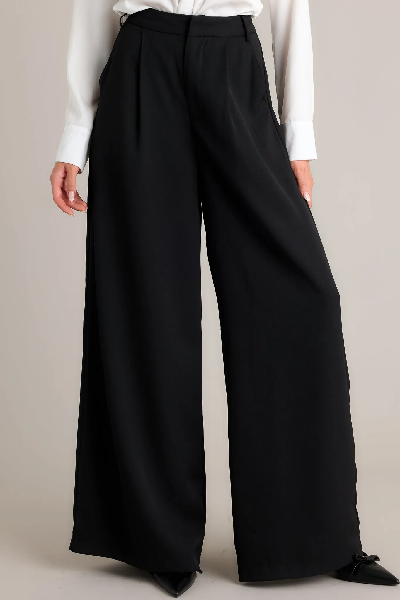 Office Chic Black Wide Leg Pants