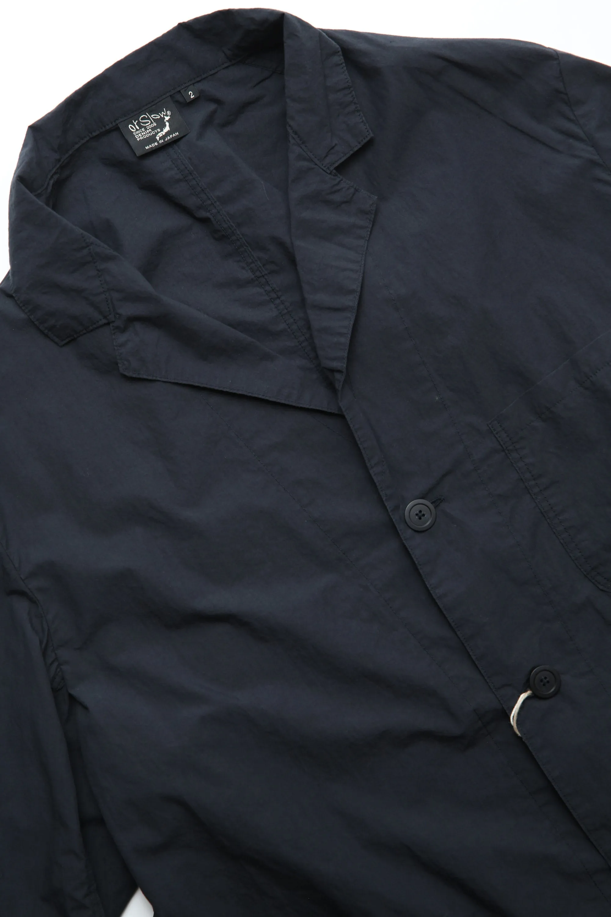 orSlow Men's Light Simple Work Jacket - Sumi Black