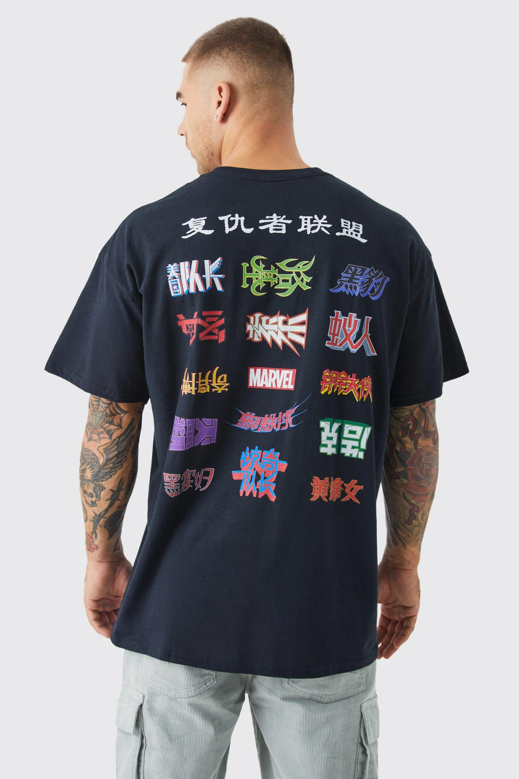 Oversized Marvel Anime Logo License T-shirt | boohooMAN UK