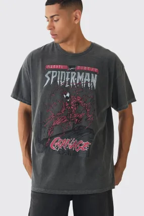 Oversized Spiderman Marvel Wash License Graphic T-Shirt