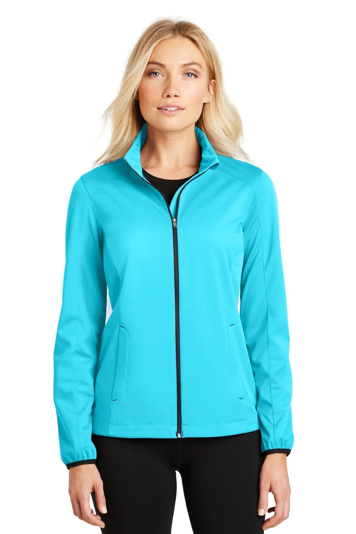 Port Authority Ladies Active Soft Shell Jacket L717 Light Cyan Blue