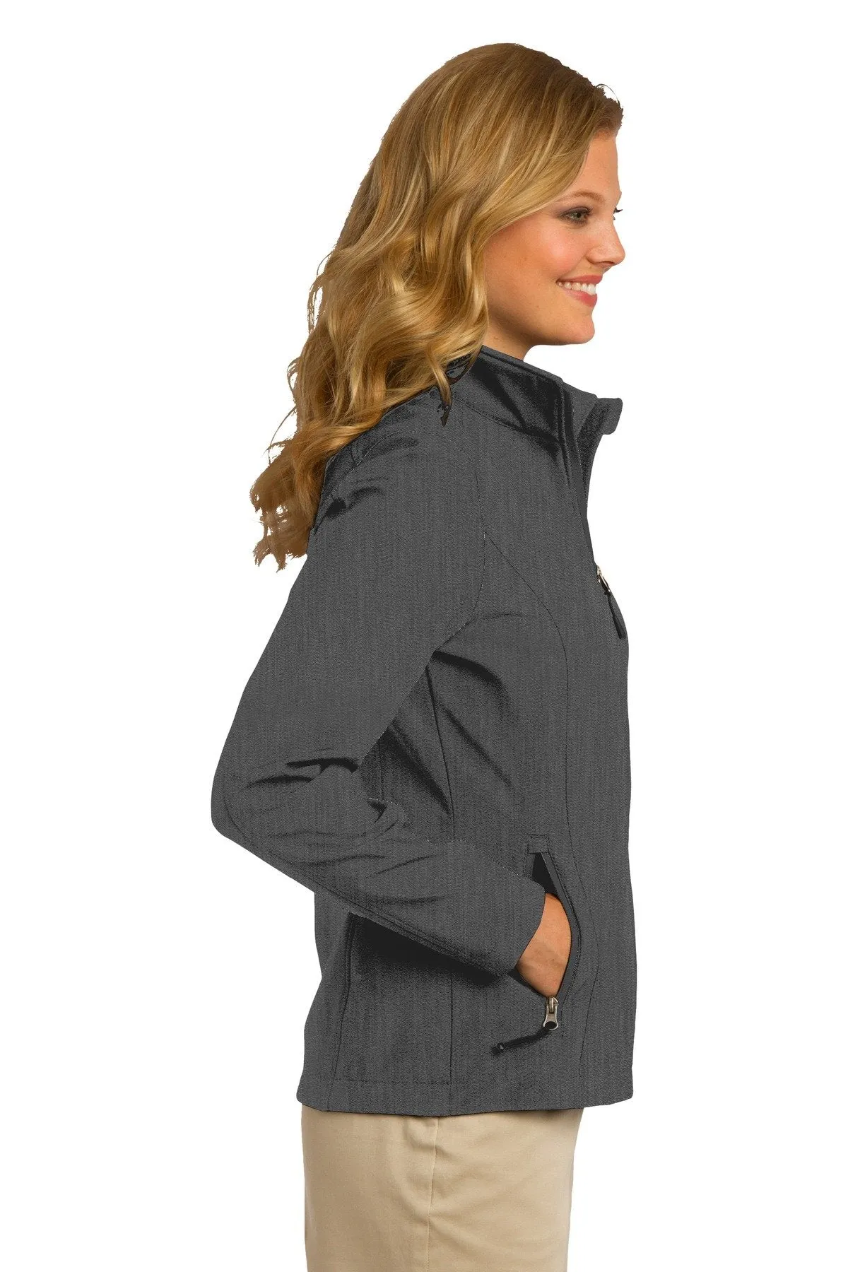 Port Authority Ladies Core Soft Shell Jacket L317 Black Charcoal Heather