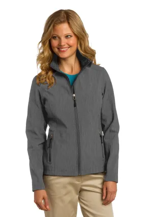 Port Authority Ladies Core Soft Shell Jacket L317 Black Charcoal Heather