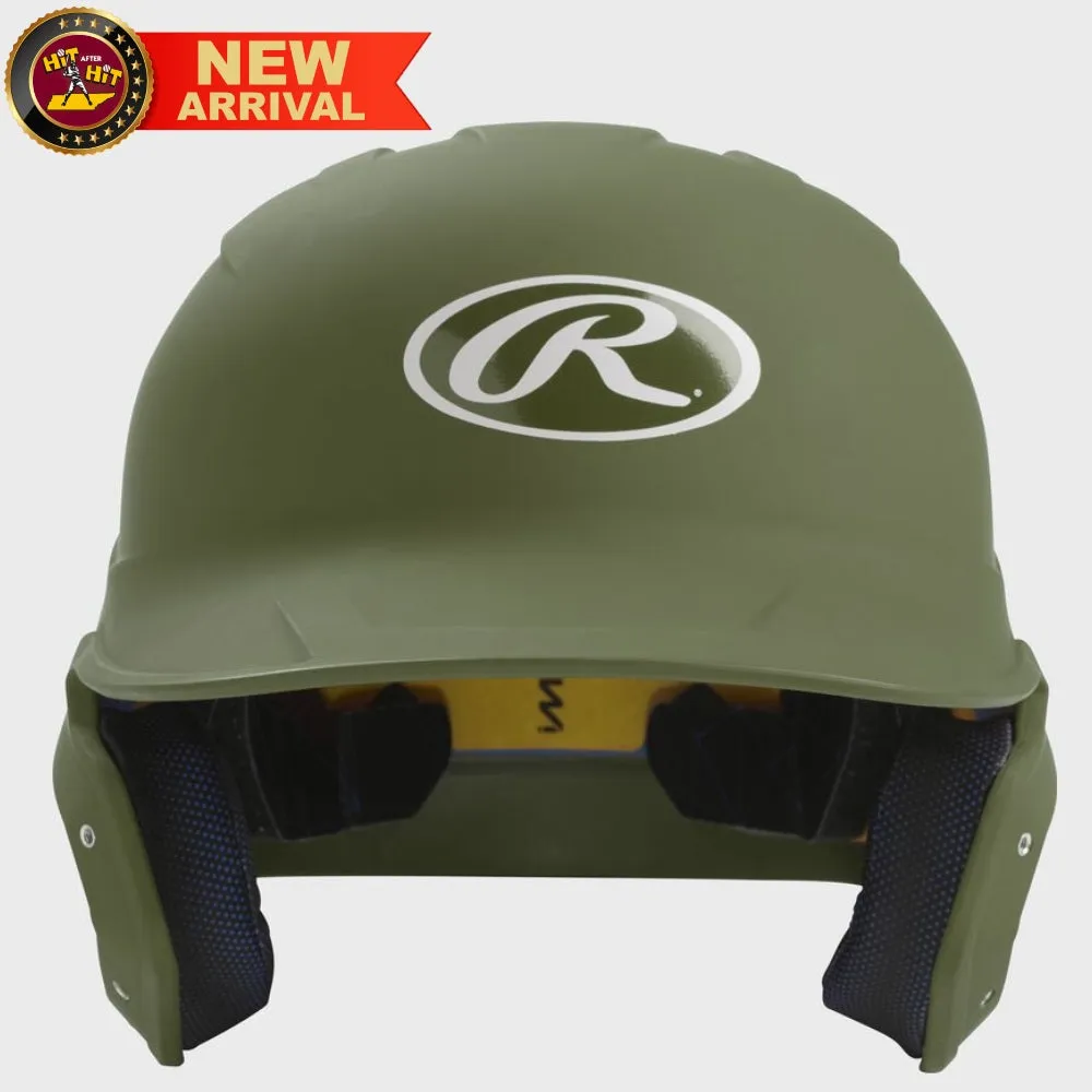 RAWLINGS MILITARY GREEN MACH BATTING HELMET, SENIOR & JUNIOR SIZES