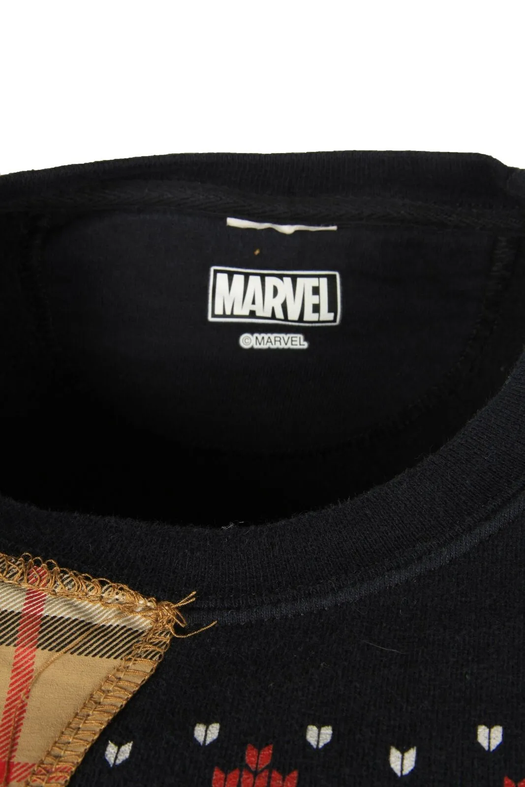 Remake Sweatshirt Marvel Top Vintage Crew Neck Patchwork 90s Black M - Pepper Tree London