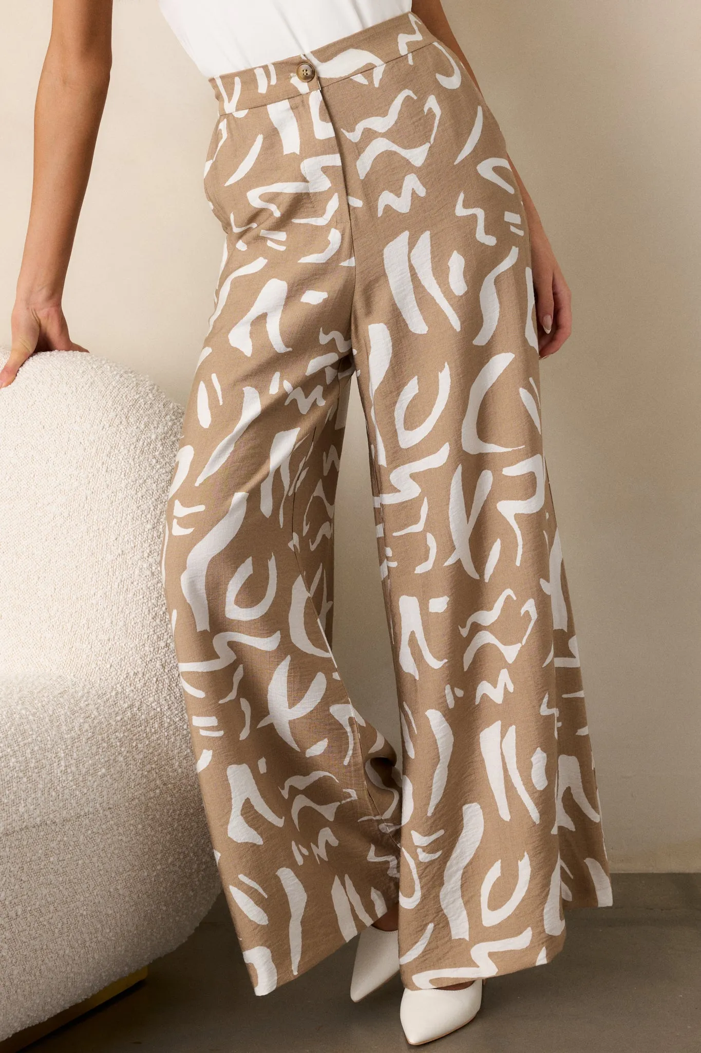 Rise & Shine Camel Abstract Wide Leg Pants