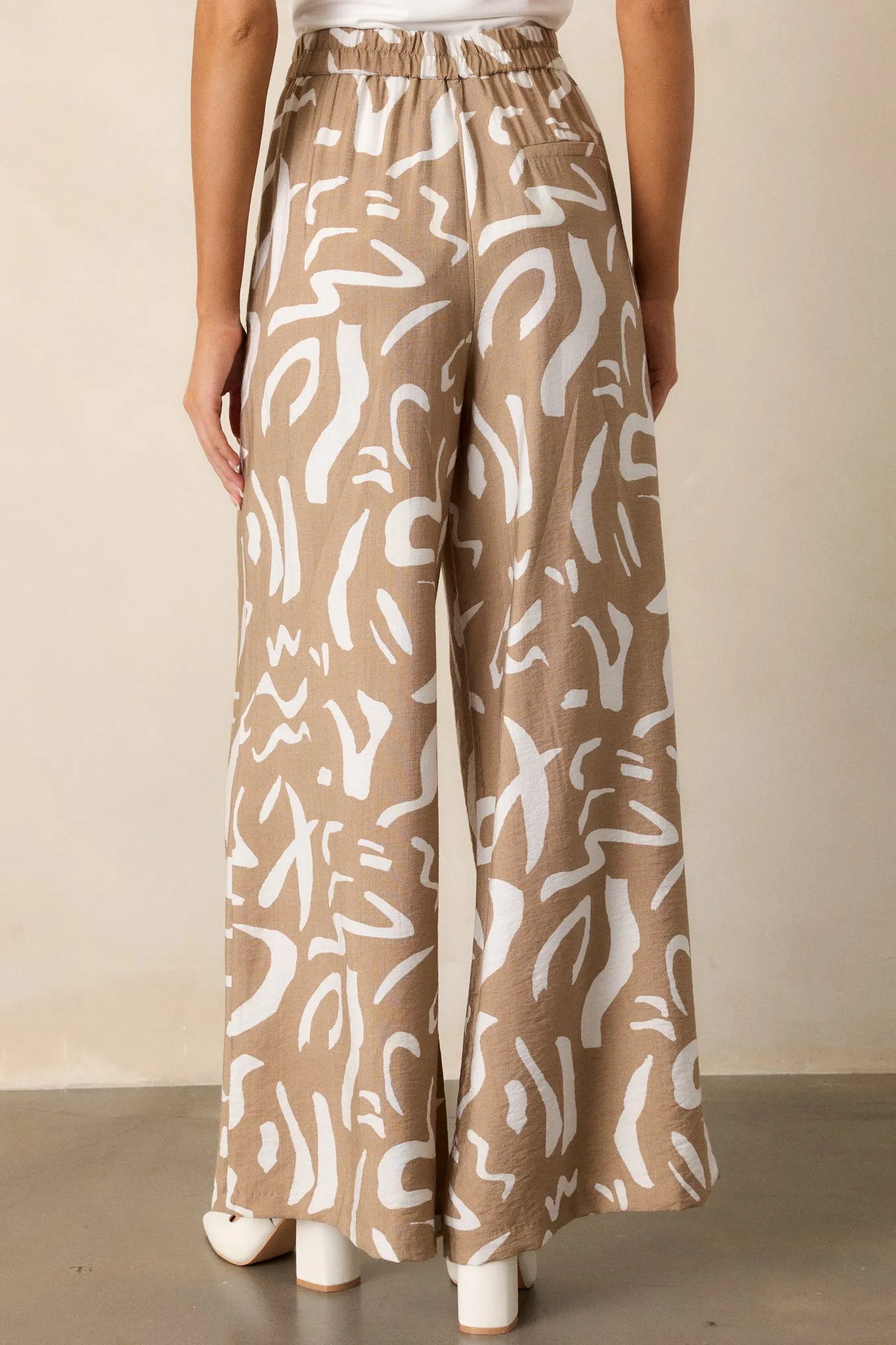 Rise & Shine Camel Abstract Wide Leg Pants