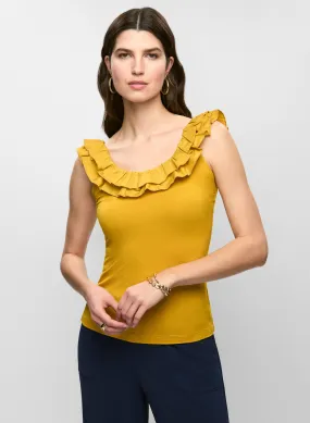 Ruffled Sleeveless Scoop Neck Top