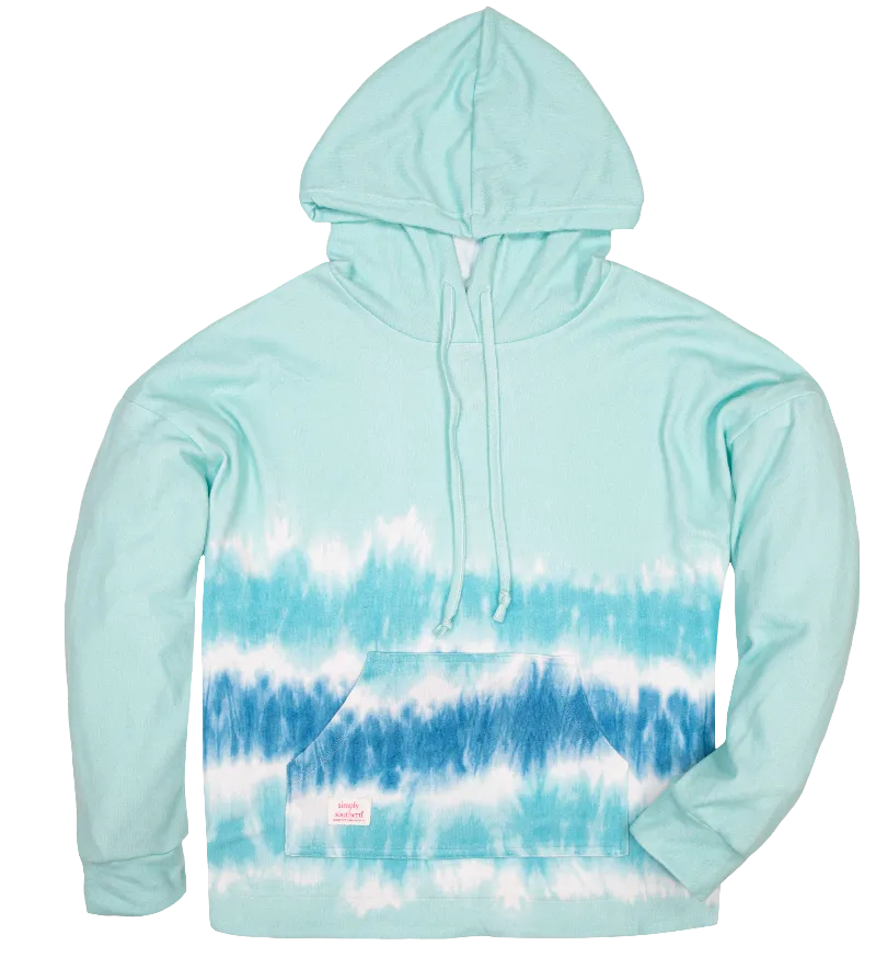 Simply Southern Blue Stripe Tiedye Pullover Hoodie T-Shirt