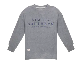 Simply Southern Denim Terry Pullover Soft Crew Sweatshirt