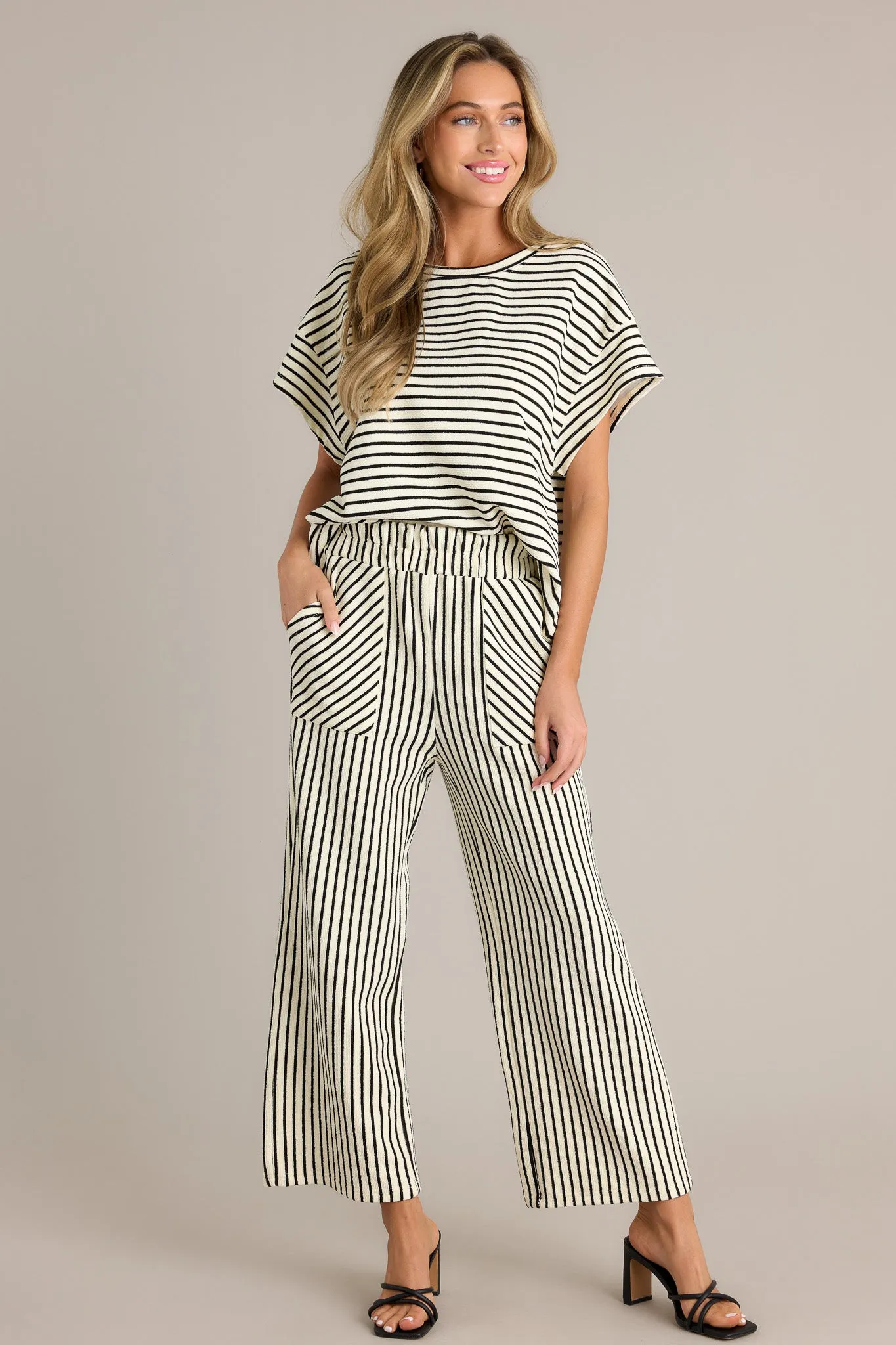 Something More Black Stripe Wide Leg Pants