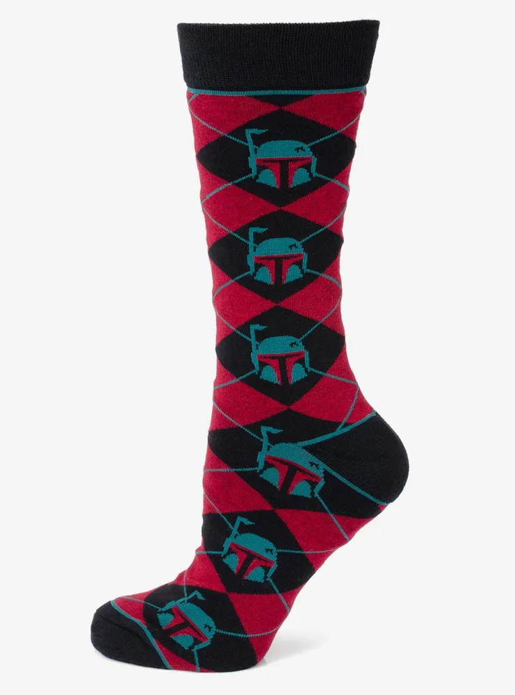 Star Wars Boba Fett Maroon Argyle Men's Socks