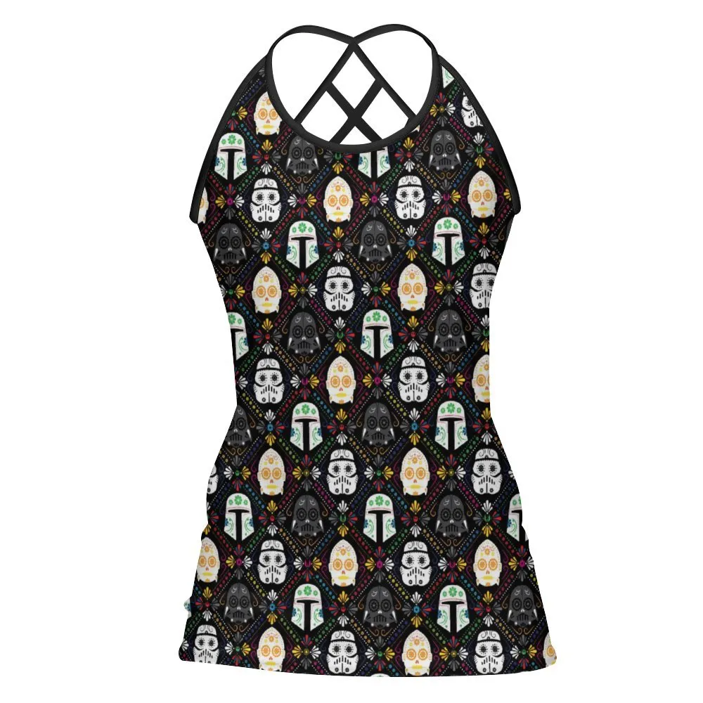 Star Wars Colorful Galactic Women's Criss-Cross Open Back Tank Top