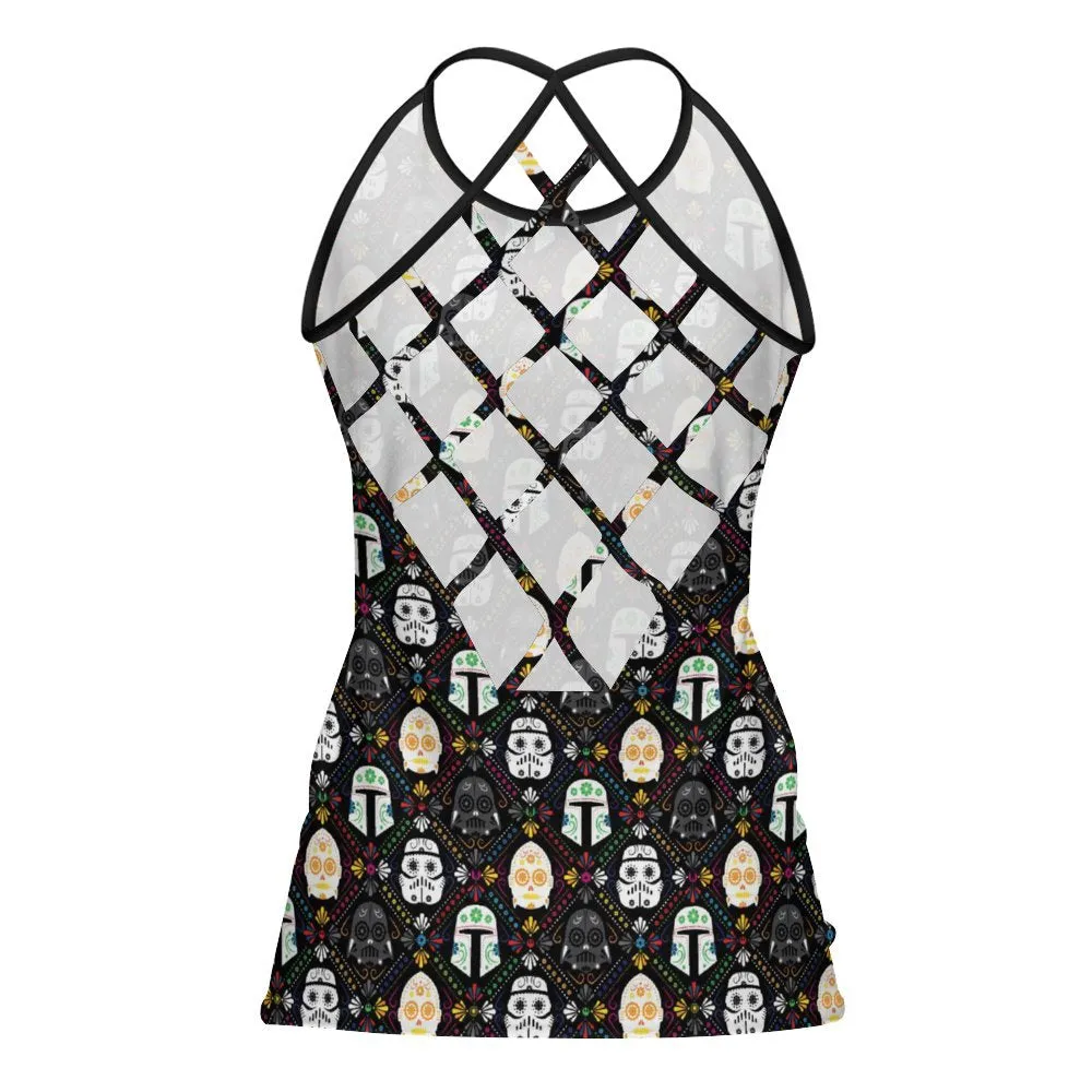 Star Wars Colorful Galactic Women's Criss-Cross Open Back Tank Top