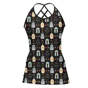 Star Wars Colorful Galactic Women's Criss-Cross Open Back Tank Top