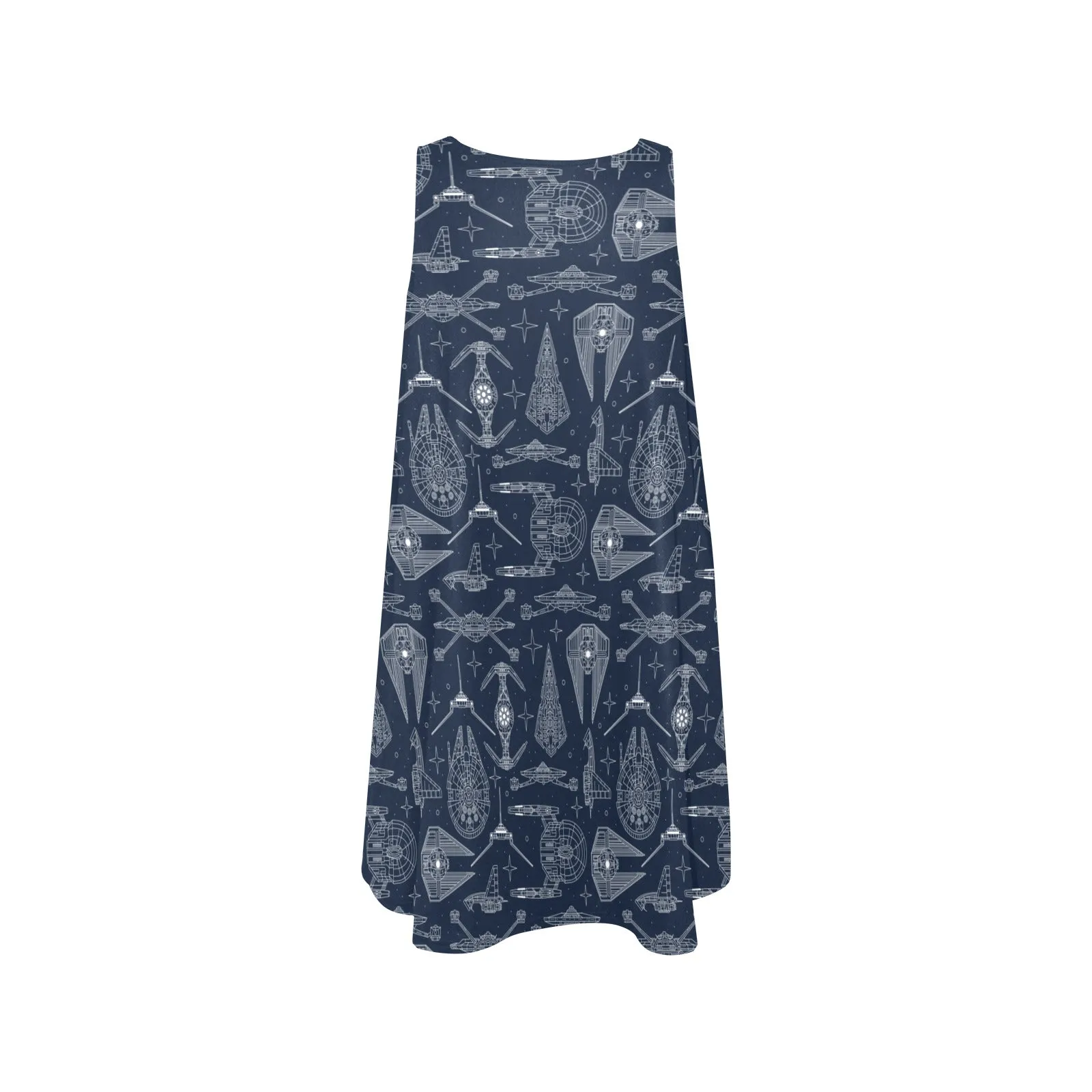 Star Wars Galactic Blue Prints Sleeveless A-Line Pocket Dress