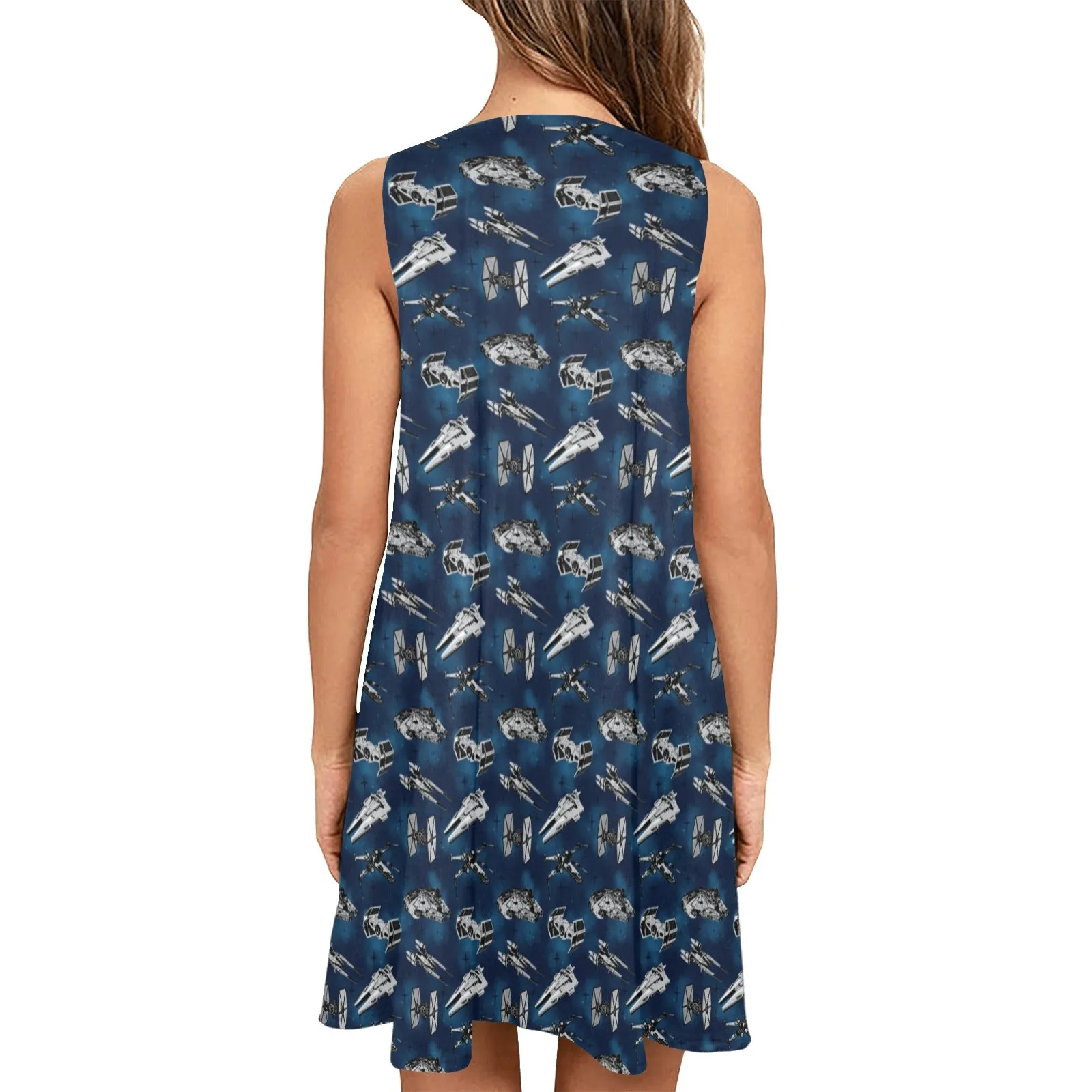 Star Wars Galactic Ships Sleeveless A-Line Pocket Dress