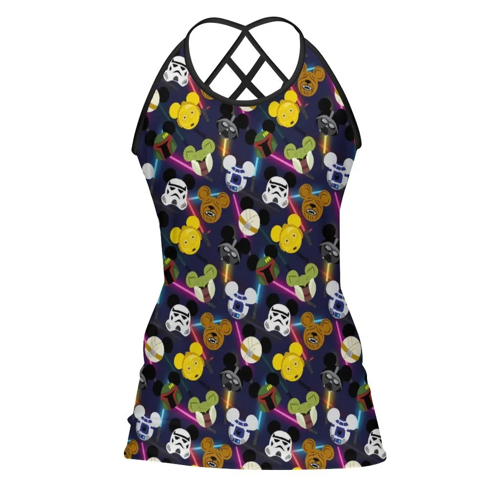 Star Wars Galaxy Friends Women's Criss-Cross Open Back Tank Top