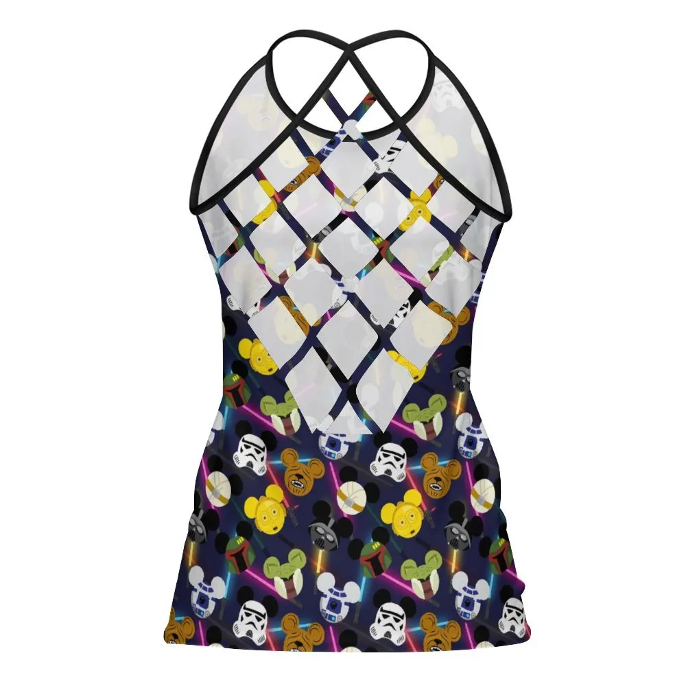 Star Wars Galaxy Friends Women's Criss-Cross Open Back Tank Top