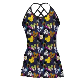 Star Wars Galaxy Friends Women's Criss-Cross Open Back Tank Top