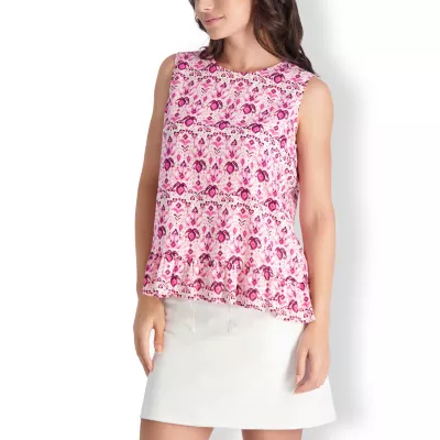 Stella Parker Womens Crew Neck Sleeveless Peplum Top