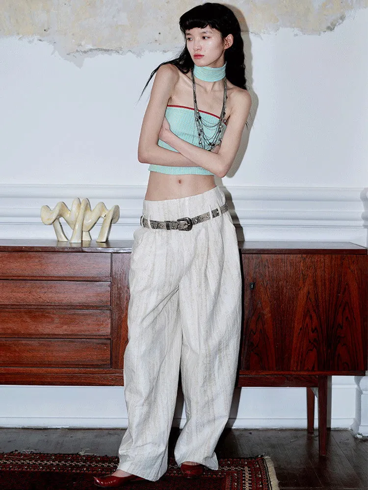 Summer Wrinkled Loose High-Waist Wide-Pants