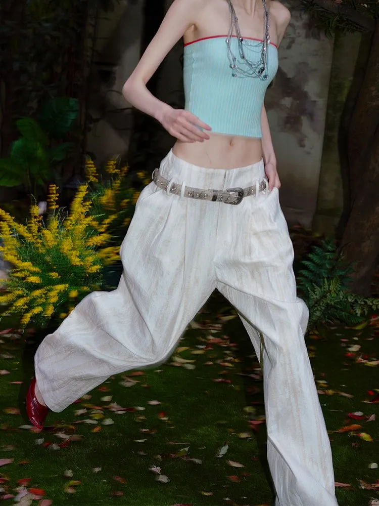 Summer Wrinkled Loose High-Waist Wide-Pants