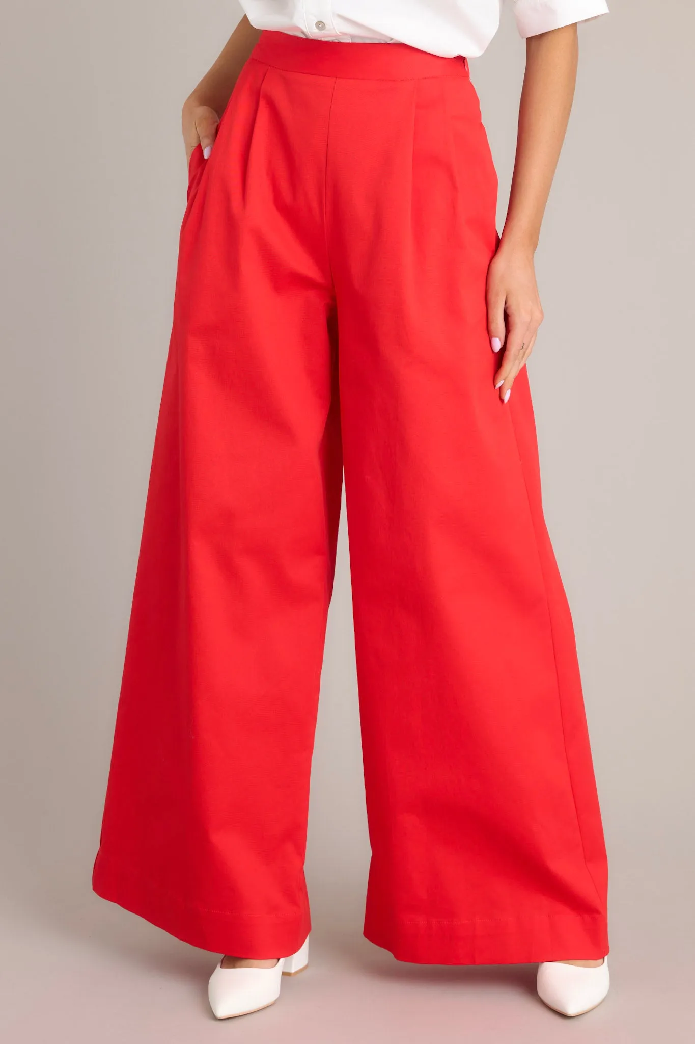 Sweet Taste Cherry Red Wide Leg Pants