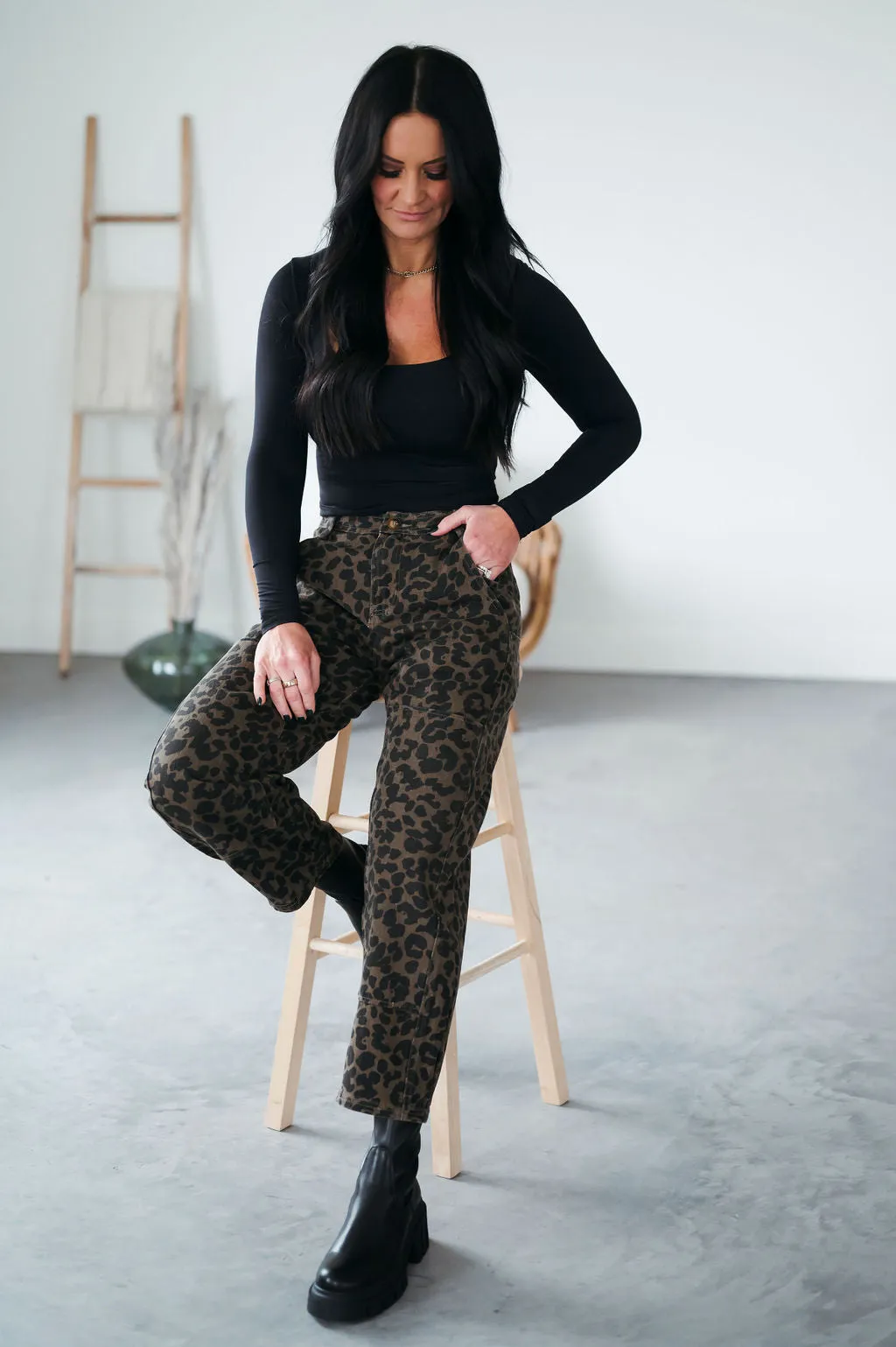 Tawny Leopard Print Wide Leg Pants