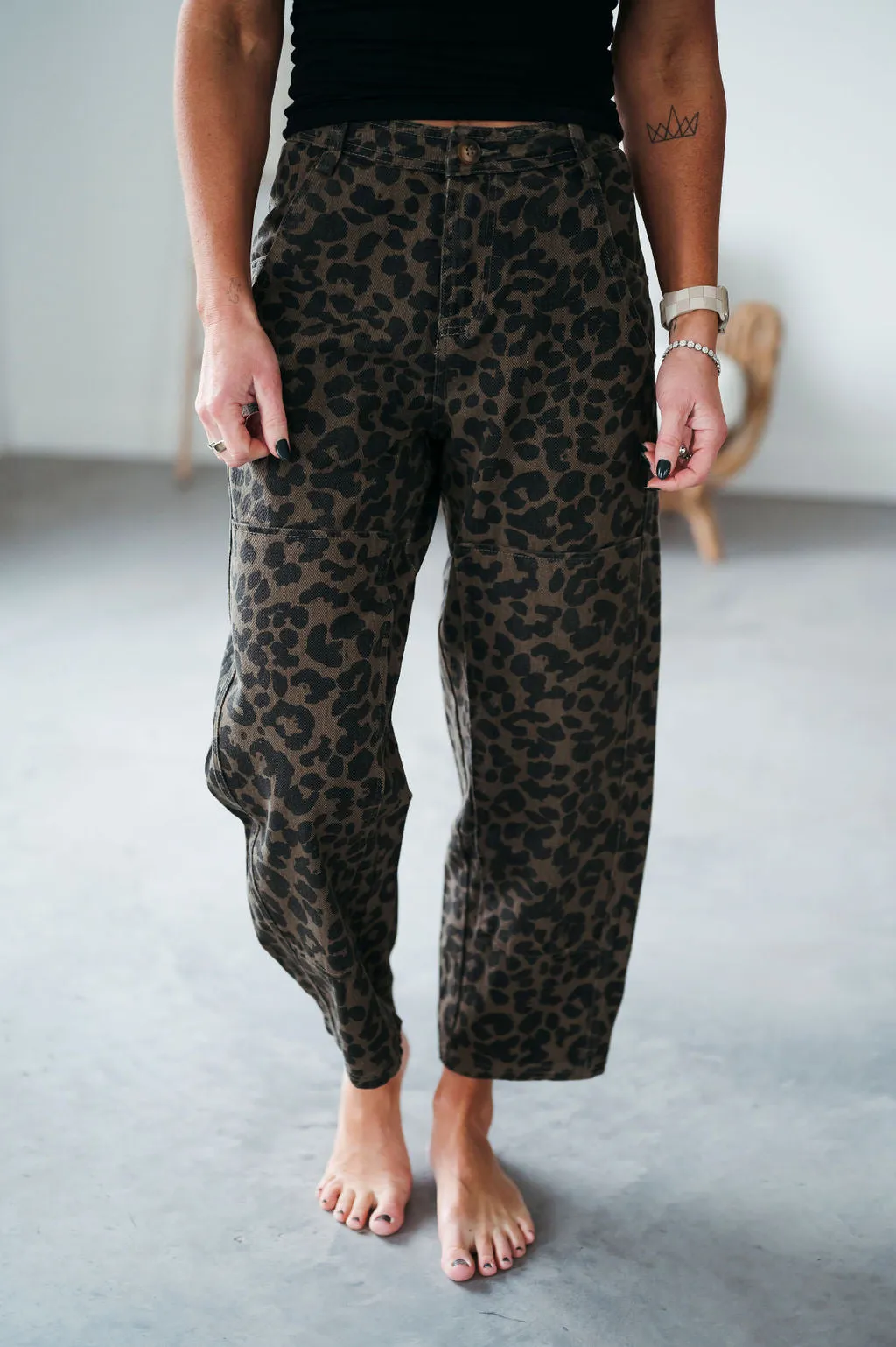 Tawny Leopard Print Wide Leg Pants