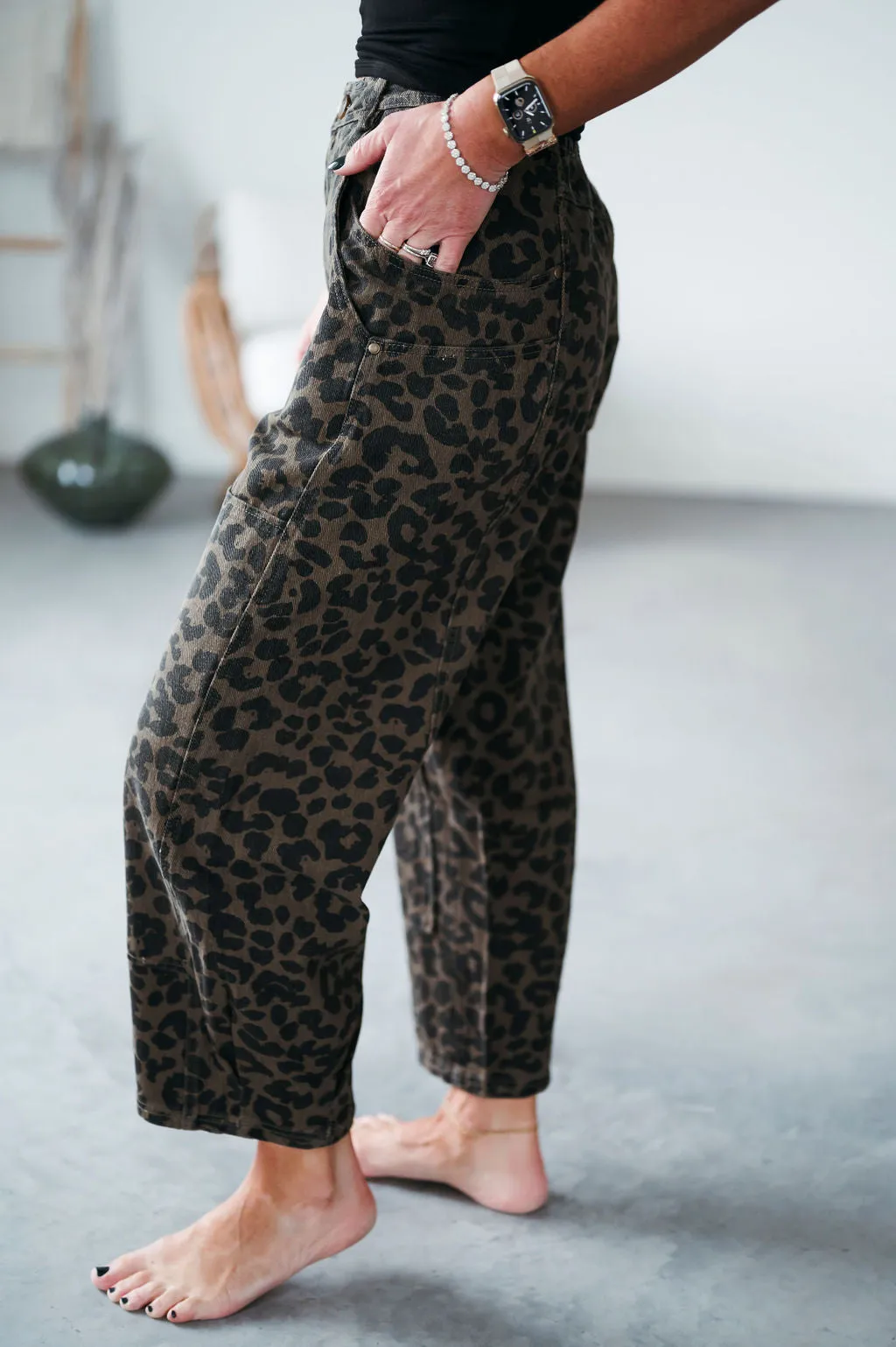 Tawny Leopard Print Wide Leg Pants