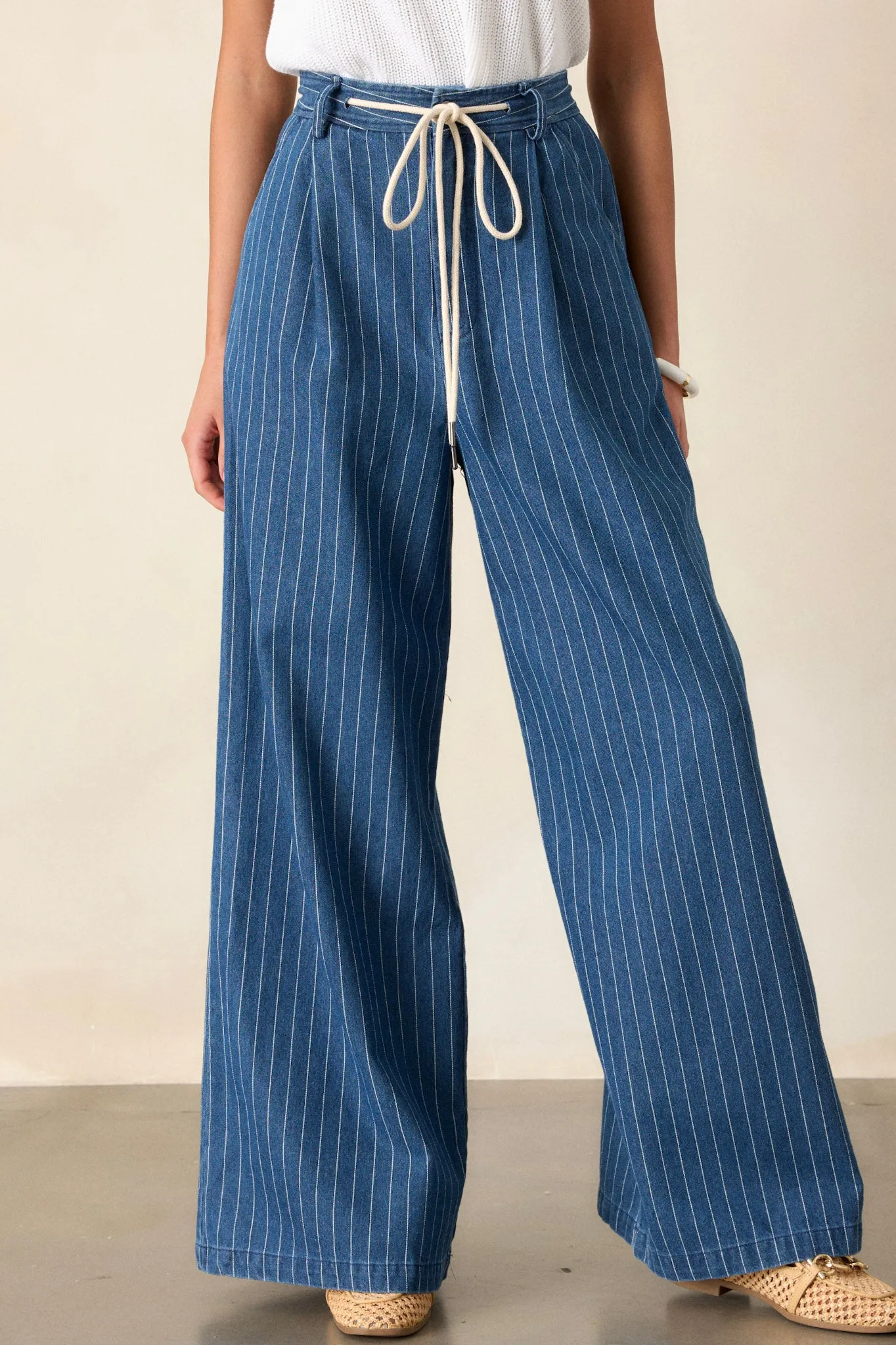 They Say Vision Blue Stripe Wide-Leg Pants