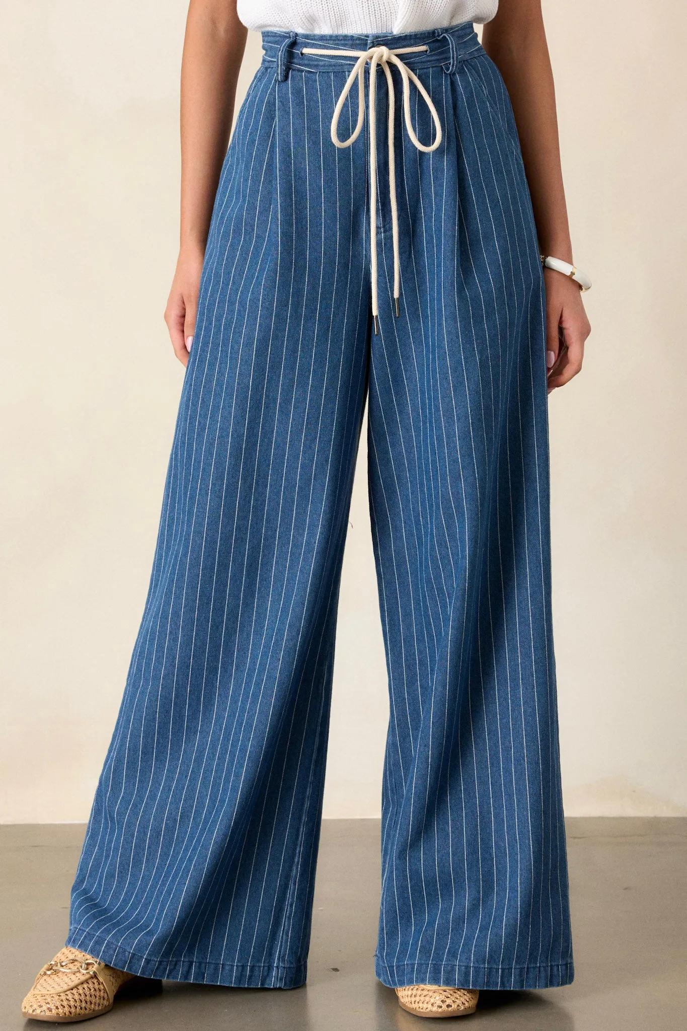 They Say Vision Blue Stripe Wide-Leg Pants